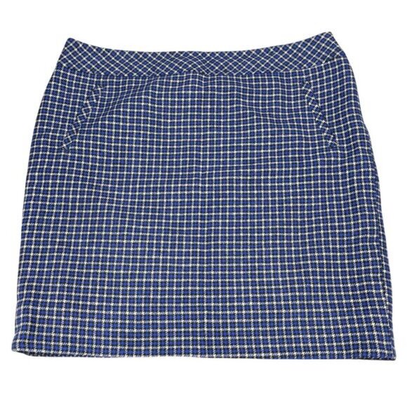 TALBOTS Wool Blend Plaid Blue Pencil Skirt Women's Size 16P - Picture 2 of 6